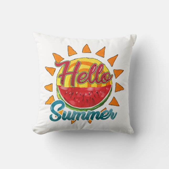 Hallo Sommer | Watercolor Watermelon & Vibranno Kissen (Vorderseite)
