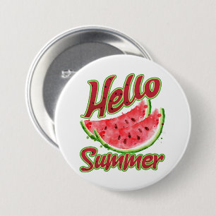 Hallo Sommer Watercolor Watermelone Design Button