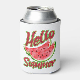 Hallo Sommer   Watercolor Watermelone Design Dosenkühler
