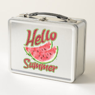 Hallo Sommer Watercolor Watermelone Design Metall Brotdose