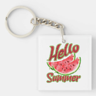 Hallo Sommer Watercolor Watermelone Design Schlüsselanhänger