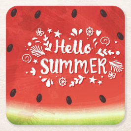 Hallo Sommer Watermelone Rechteckiger Pappuntersetzer