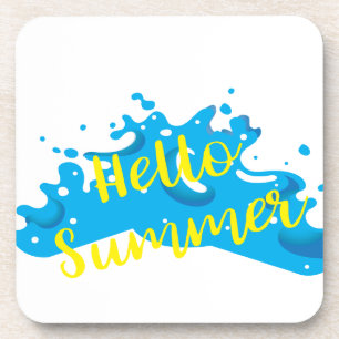 Hallo Sommer, Waves Graphic, Cool White Untersetzer