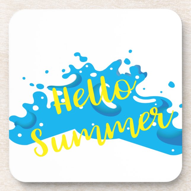 Hallo Sommer, Waves Graphic, Cool White Untersetzer (Vorderseite)