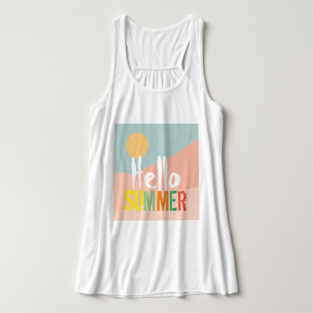 Hallo Sommer Weiß niedliche farbige Text-basierte  Tank Top (Design Vorderseite)