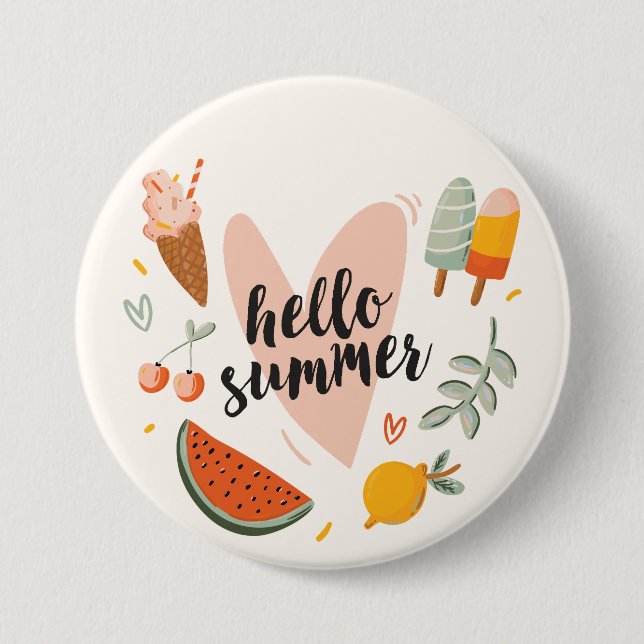 Hallo Sommerangebot Niedliche Illustration Button (Vorderseite)