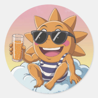 Hallo Sommerferien Runder Aufkleber