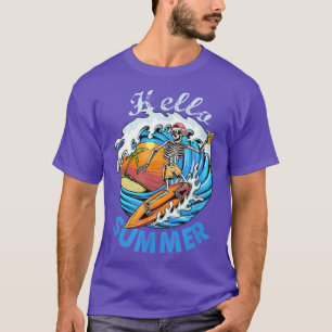 Hallo Sommerskelett Surfen Vintage Sonnenblumen se T-Shirt