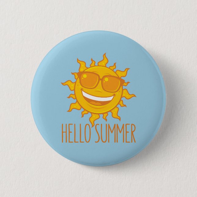 Hallo Sommersonne mit Sonnenbrille Button (Vorderseite)