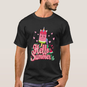 Hallo Sommerurlaub Einhorn Eiscreme Popsicle I T-Shirt