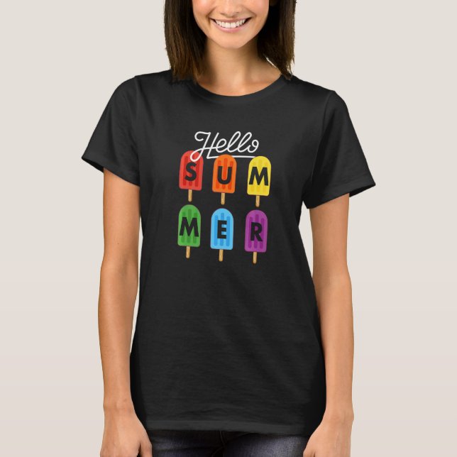 Hallo Sommerurlaub Eiscreme Ice Lolly Popsicle T-Shirt (Vorderseite)