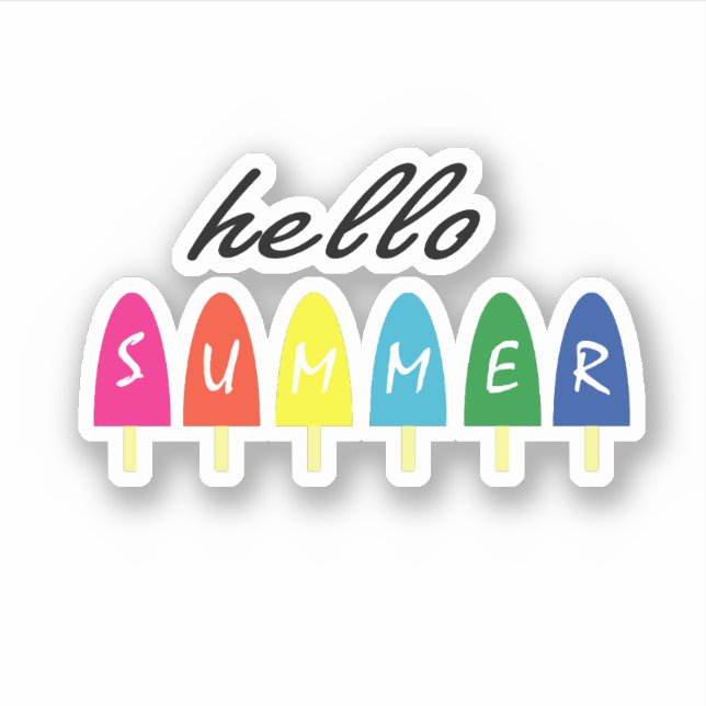 Hallo Sommerurlaub Eiscreme Popsicle Ice Lolly Aufkleber (Vorderseite)