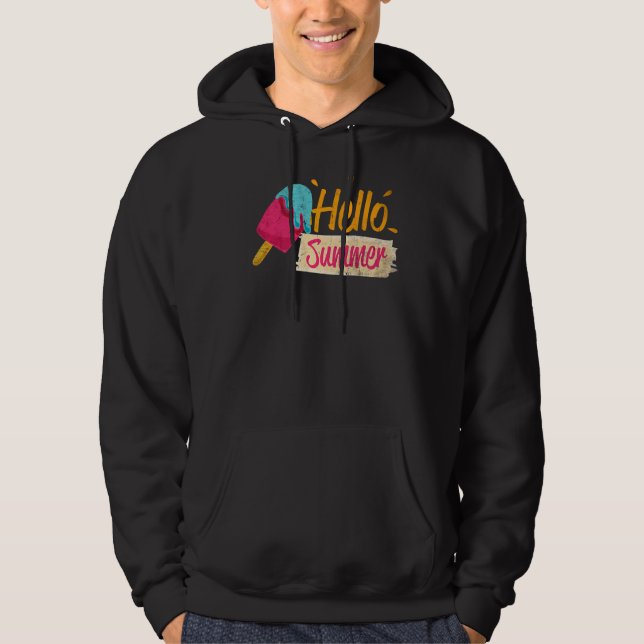 Hallo Sommerurlaub Eiscreme Popsicle Ice Lolly Hoodie (Vorderseite)