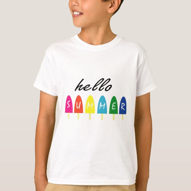 Hallo Sommerurlaub Eiscreme Popsicle Ice Lolly T-Shirt (Vorderseite)