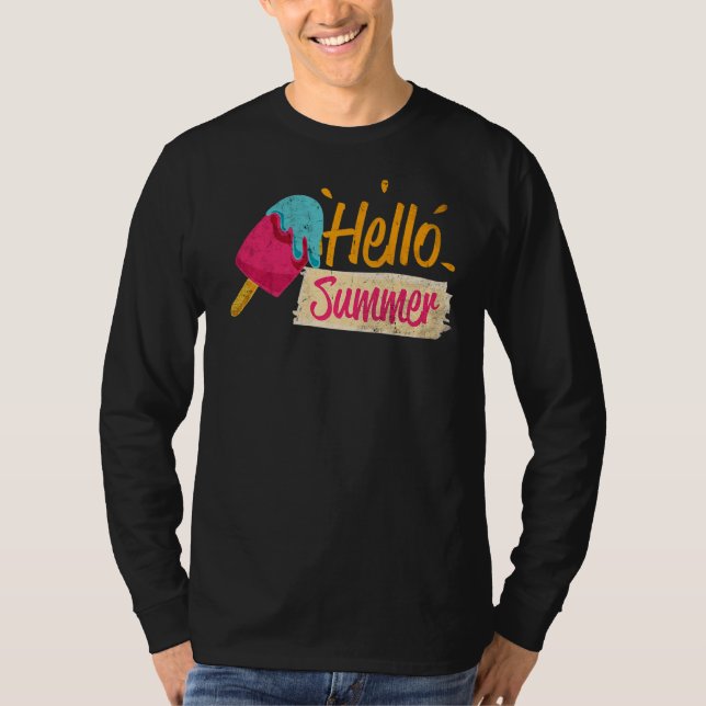 Hallo Sommerurlaub Eiscreme Popsicle Ice Lolly T-Shirt (Vorderseite)