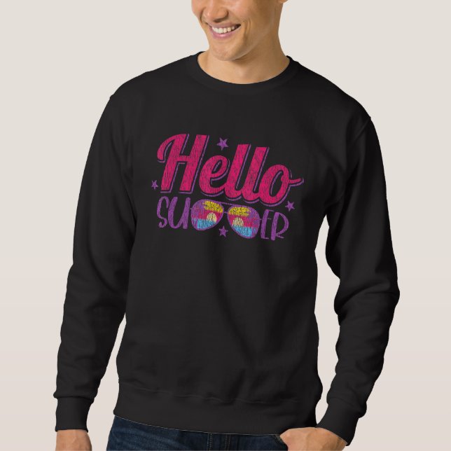 Hallo Sommerurlaub Sonnenbrille Sand Sea Sun und Sweatshirt (Vorderseite)
