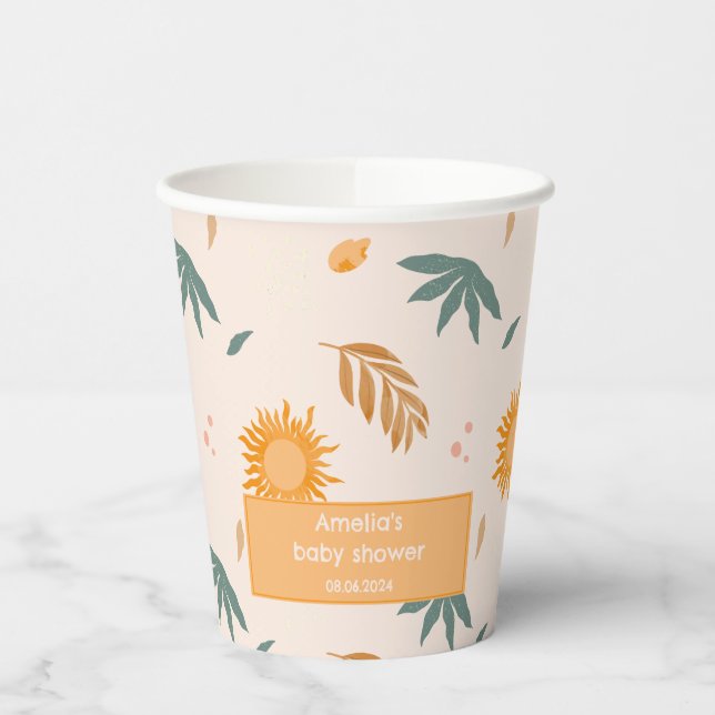 Hallo Sonne boho Aquarell Sun Baby Dusche Pappbecher (Links)