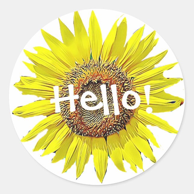 Hallo Sonnenblumenkleber Runder Aufkleber (Vorderseite)