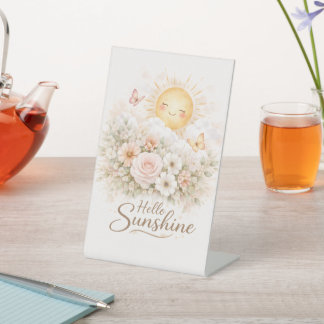 Hallo Sonnenschein-Blumen-Tisch-Schild – Frühlings Sockelschild