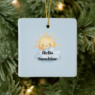 Hallo Sonnenschein Gelb Fröhliche Sonne Wolke Weih Keramikornament