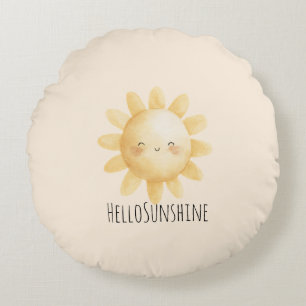 Hallo Sonnenschein Glückliche Sonne   Rundes Kissen