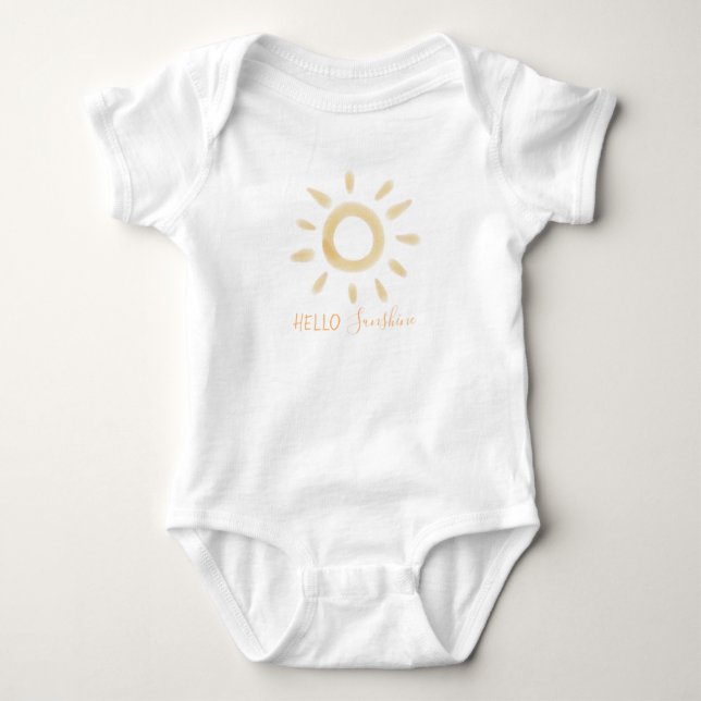 "Hallo Sonnenschein" Wasserfarben Sonne Baby Strampler (Vorderseite)