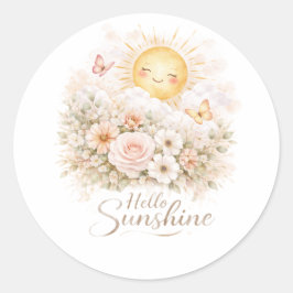 Hallo Sonnenschein – Zitat über positiven Sonnensc Runder Aufkleber