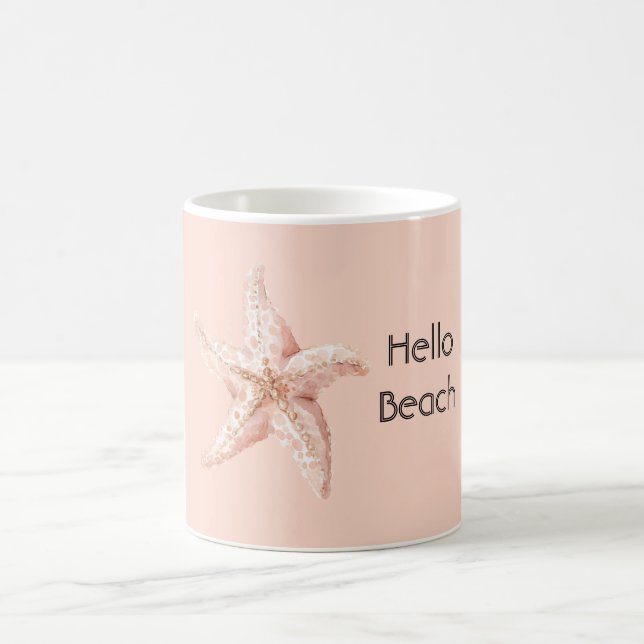 Hallo Strand Pfirsich Seestern Kaffeetasse (Mittel)