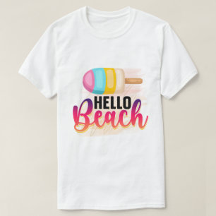 Hallo Strand Sommerferien Lustige Strandvibes T-Shirt