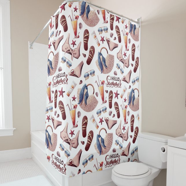 Hallo Summer Beach Vibes Fun Vacation Muster Duschvorhang (Von Creator hochgeladen)