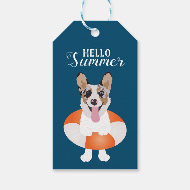 Hallo Summer Corgi Beach Hunde Geschenkanhänger (Vorderseite)