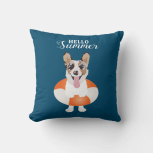 Hallo Summer Corgi Beach Hunde Kissen