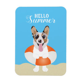Hallo Summer Corgi Beach Hunde Magnet