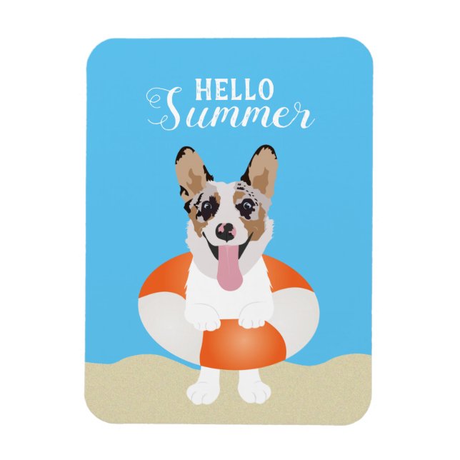 Hallo Summer Corgi Beach Hunde Magnet (Vertikal)