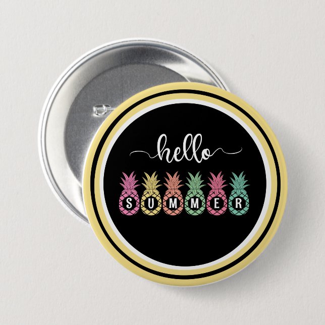 Hallo Summer Pineappknopf Button (Vorne & Hinten)