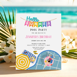 Hallo Summer Pool Party Tagesbudget Einladung