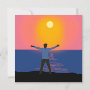 Hallo Sun Magical Sunset Beach Szene Karte