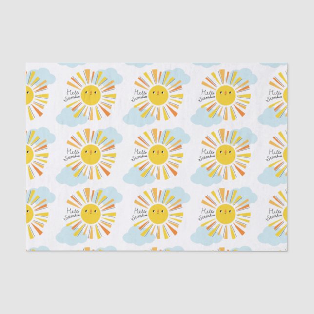 Hallo Sunshine Baby Dusche Seidenpapier (Vorderseite)