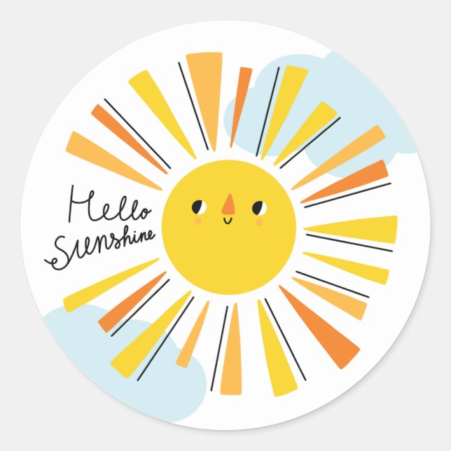 Hallo Sunshine Baby Shower Classic Round Sticker (Vorderseite)