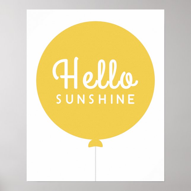Hallo Sunshine | Balloon Scandinavien Niedlich Yel Poster (Vorne)