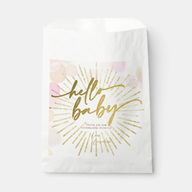 Hallo Sunshine Boho Moderne Happy Baby Girl Dusche Geschenktütchen (Vorderseite)
