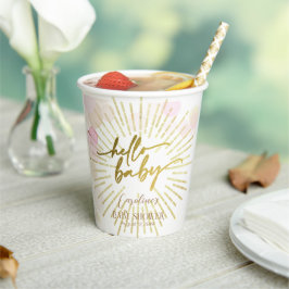 Hallo Sunshine Boho Moderne Happy Baby Girl Dusche Pappbecher