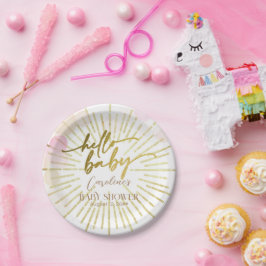 Hallo Sunshine Boho Moderne Happy Baby Girl Dusche Pappteller
