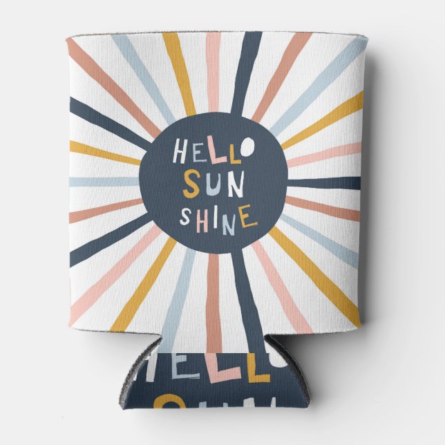 Hallo Sunshine: farbenfrohe kindische Typografie Dosenkühler (Vorderseite)