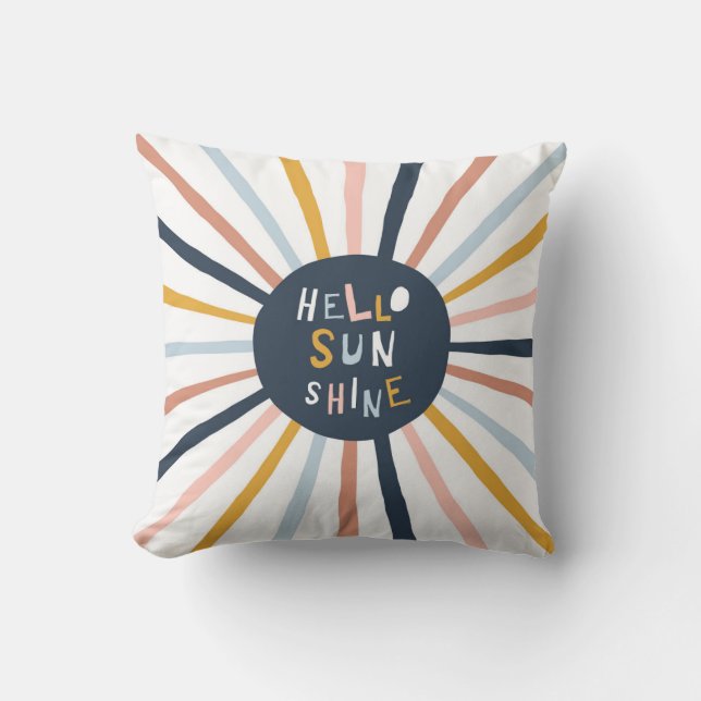 Hallo Sunshine: farbenfrohe kindische Typografie Kissen (Vorderseite)