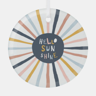 Hallo Sunshine: farbenfrohe kindische Typografie Ornament Aus Glas