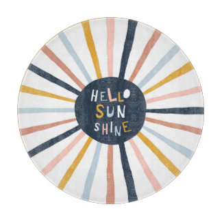 Hallo Sunshine: farbenfrohe kindische Typografie Schneidebrett