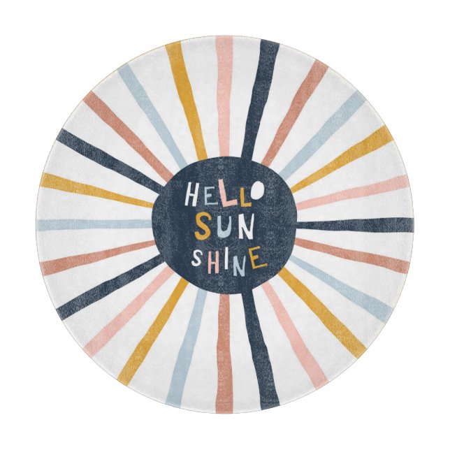 Hallo Sunshine: farbenfrohe kindische Typografie Schneidebrett (Vorderseite)