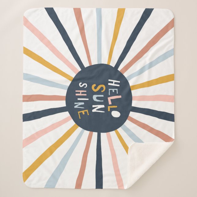 Hallo Sunshine: farbenfrohe kindische Typografie Sherpadecke (Vorderseite)