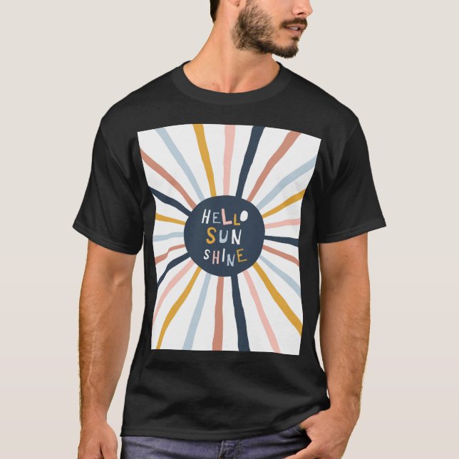 Hallo Sunshine: farbenfrohe kindische Typografie T-Shirt (Vorderseite)